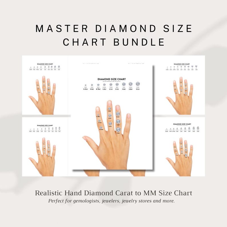 Diamond Carat Reference Chart Realistic | Carat to MM Gemstone ...