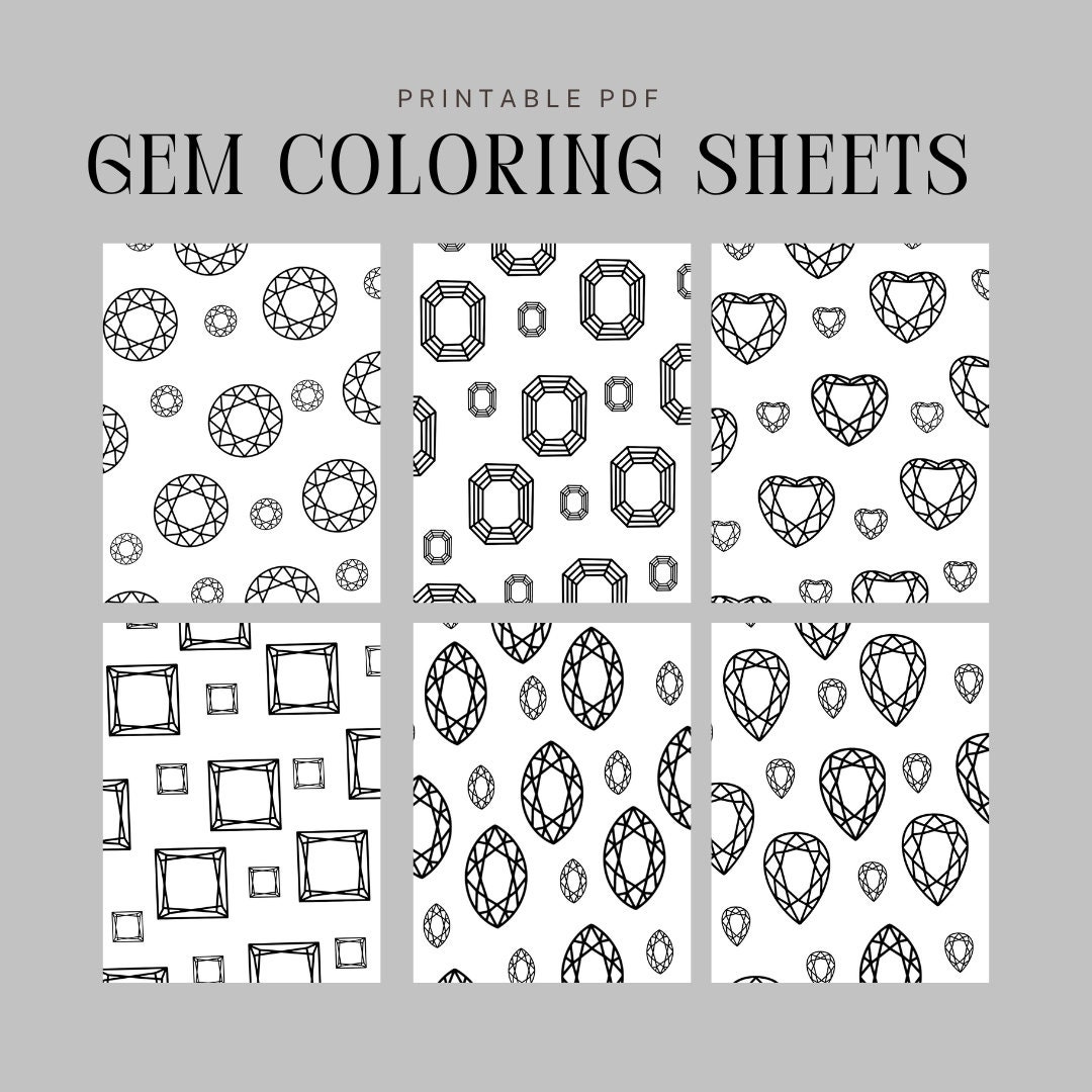 Gemstone Coloring Sheets, Gemstone Workbook Sheets, Loose Gemstone ...