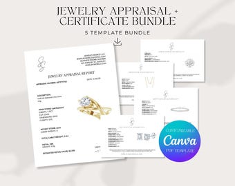 Pacchetto di certificati di valutazione di gioielli / Modelli Canva modificabili (download digitale)