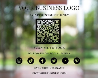 Custom QR Code Business Sign: Scan to Book (SVG, PDF)