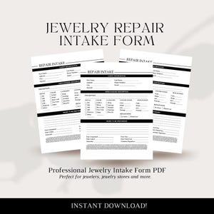 Jewelry Repair Intake Form: Printable PDF Template (8.5x11)