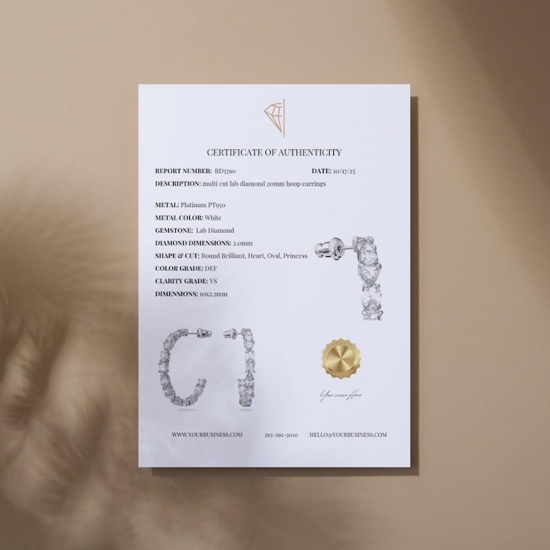 Diamond Jewelry Certificate of Authenticity Template Bundle Canva ...