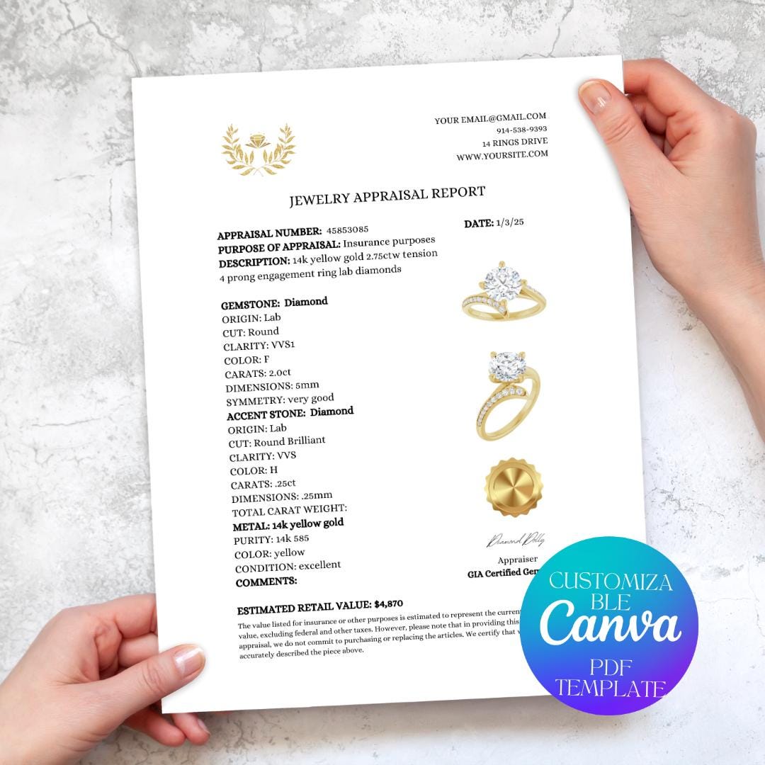 Appraisal Template Jewelers Near Me That Do Appraisals Basic Watch