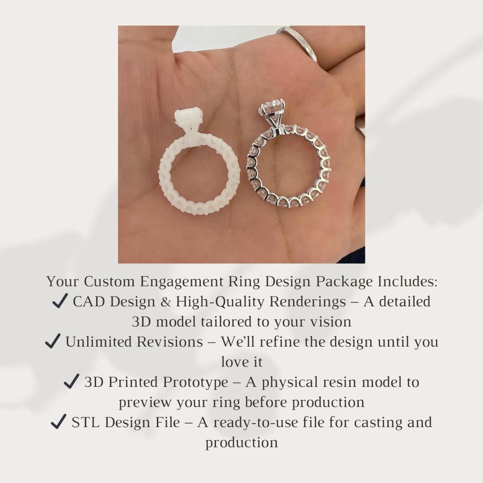 Ring Prototype Custom Engagement Ring Design: 3D Printed Prototype + STL File - Etsy