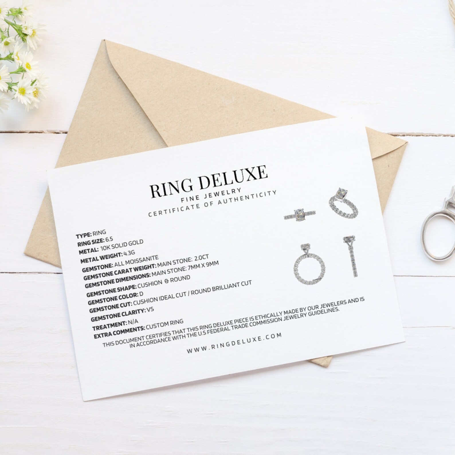 Printable Ring Certificate of Authenticity, Certificate of Authenticity Template PDF for Jewelry ...