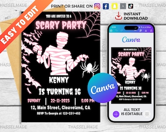 Scream Halloween Party Invite| Ghost Face Invitation | Halloween Party Invitation | Scream Halloween Party Invitation | Scary Party