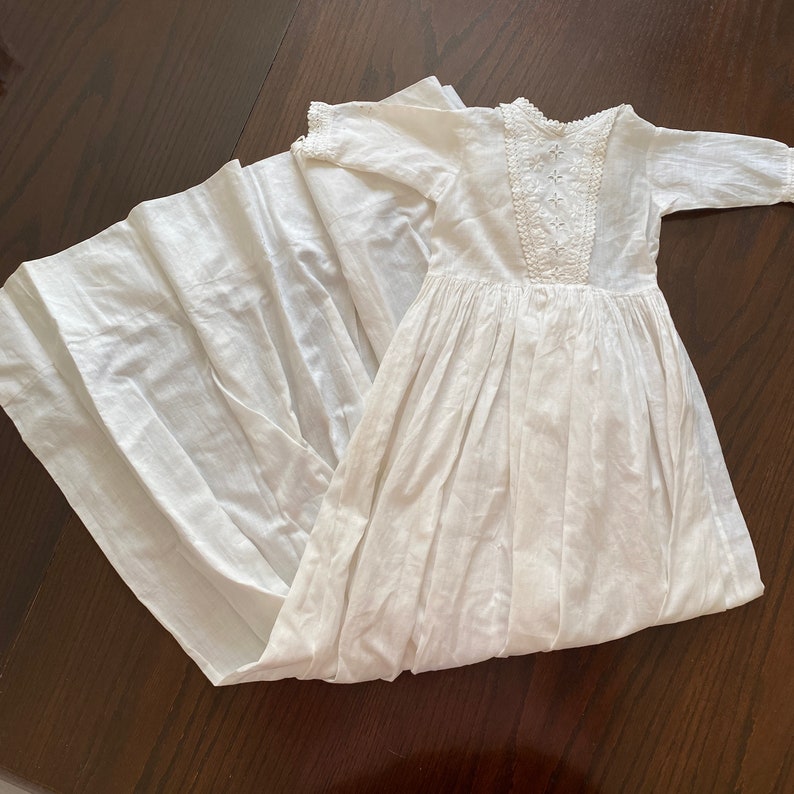 Vintage Fine Cotton Christening Gown image 1