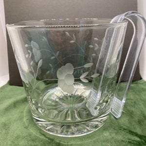 Vintage Princess House &quot;Heritage&quot; patroon kristal geëtst glazen ijsemmer met tang