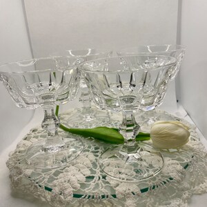Vintage Vertical Cut Crystal Champagne or Tall Sherbet Glasses,  Set of 4