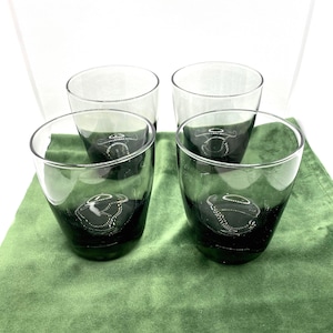 Set of 4 Vintage Smoke Grey Tumblers / Cocktail Glasses / Low Ball Glasses