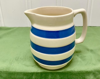 Staffordshire Chef Ware Ironstone Blue and White Stripe Creamer