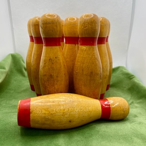 Sets of 2 Vintage Hand Turned Wood Bowling Pins, Vintage Toys