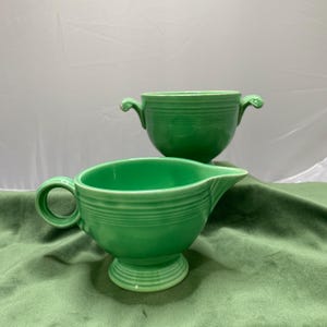 Set, vintage originele lichtgroene Fiesta Fiestaware open suikerpot en creamer