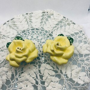 Vintage Yellow Rose Salt and Pepper Shaker Set  Range Japan