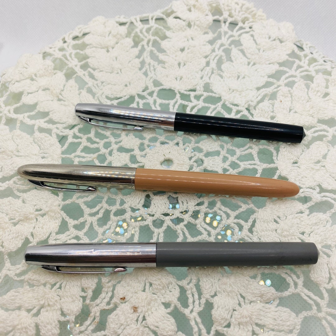 Vintage Shaeffer 1960's Fountain Pens With Chrome Lids Etsy