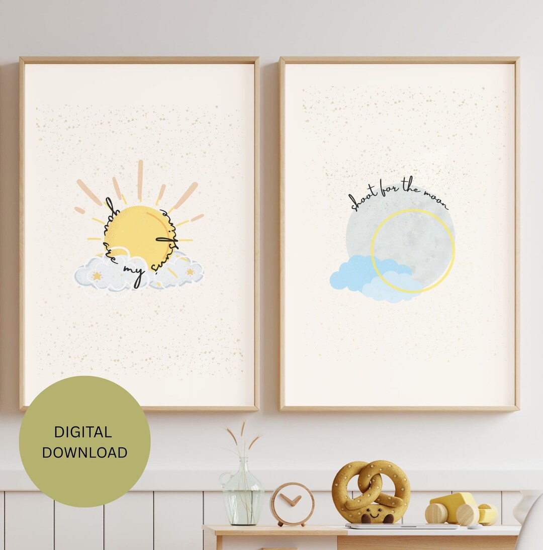 Sun and Moon Inspirational Kids' Nursery Wall Art DIGITAL DOWNLOAD - Etsy