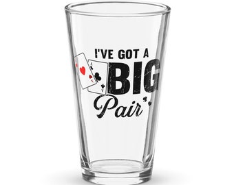 I've Got A Pig Pair Pint Glass, Beer Glass, Poker Beer glass, Casino Beer Glass, Poker, Playing card, Gift For Dad, Gift For Husband