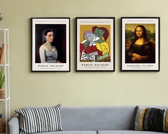 Set 3 Art Posters - Picasso Painting - Da Vinci painting - Mona Lisa poster - Picasso poster Picasso Poster -Digital Download- Art Print