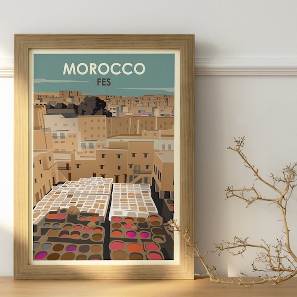 Poster du Maroc - Poster de Fes - Morocco Wall Art - Illustration Fès - Art Mural -home decor Maroc Print - Fes Digital Art-morocco painting