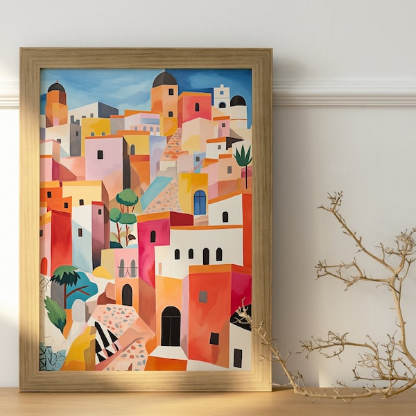 Marokko-Plakat - Marokko-Landschaftsmalerei - Marokko-Wandkunst - Wandkunst - Marokko-Wandkunst-Wohnkultur - Minimalistisches Poster - Marokko-Druck