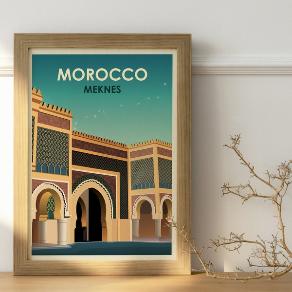 Poster Maroc - Poster Meknes - Morocco Illustration - home decor- wall art -Maroc art Print-decoration murale- art mural - minimalist poster