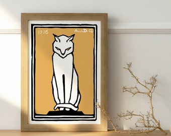 Stampa di poster minimalista gatto - pittura di gatto - poster di gatto - poster di gatto - Home Decor - immagine di gatto - arte della parete - arte digitale - pittura di gatto