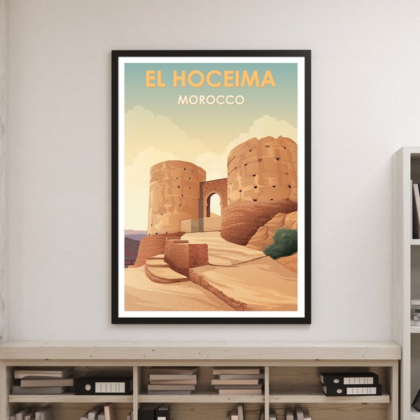 Poster du Maroc- Poster El Hoceima - El Hoceima travel art - home decor - art mural- decoration murale - Minimalist poster -Morocco wall art