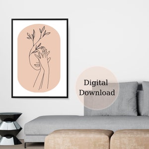 Line Art | Line Face and Botanical | Art Canvas,Modern | Gallery Wall Art | Minimal Line Art | Printable Art