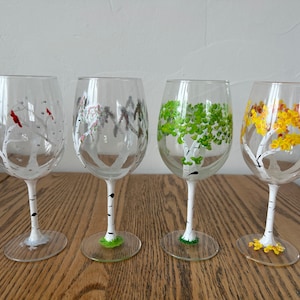 Wine glasses, unique, Aspen wine glass, stemware, hand painted, rustic, wedding, house warming, hostess gift, Colorado, Mother&#39;s Day