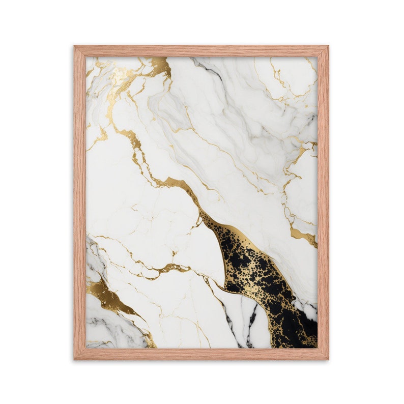 Gray, Black & Gold Marble Luxury Wall Art Elegant Illustration Wall