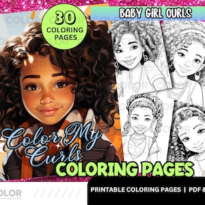 Black Girl Curls Coloring Pages | African-American Girl Photos| Natural Hair Printable Coloring Pages for Kids Download | Illustrations