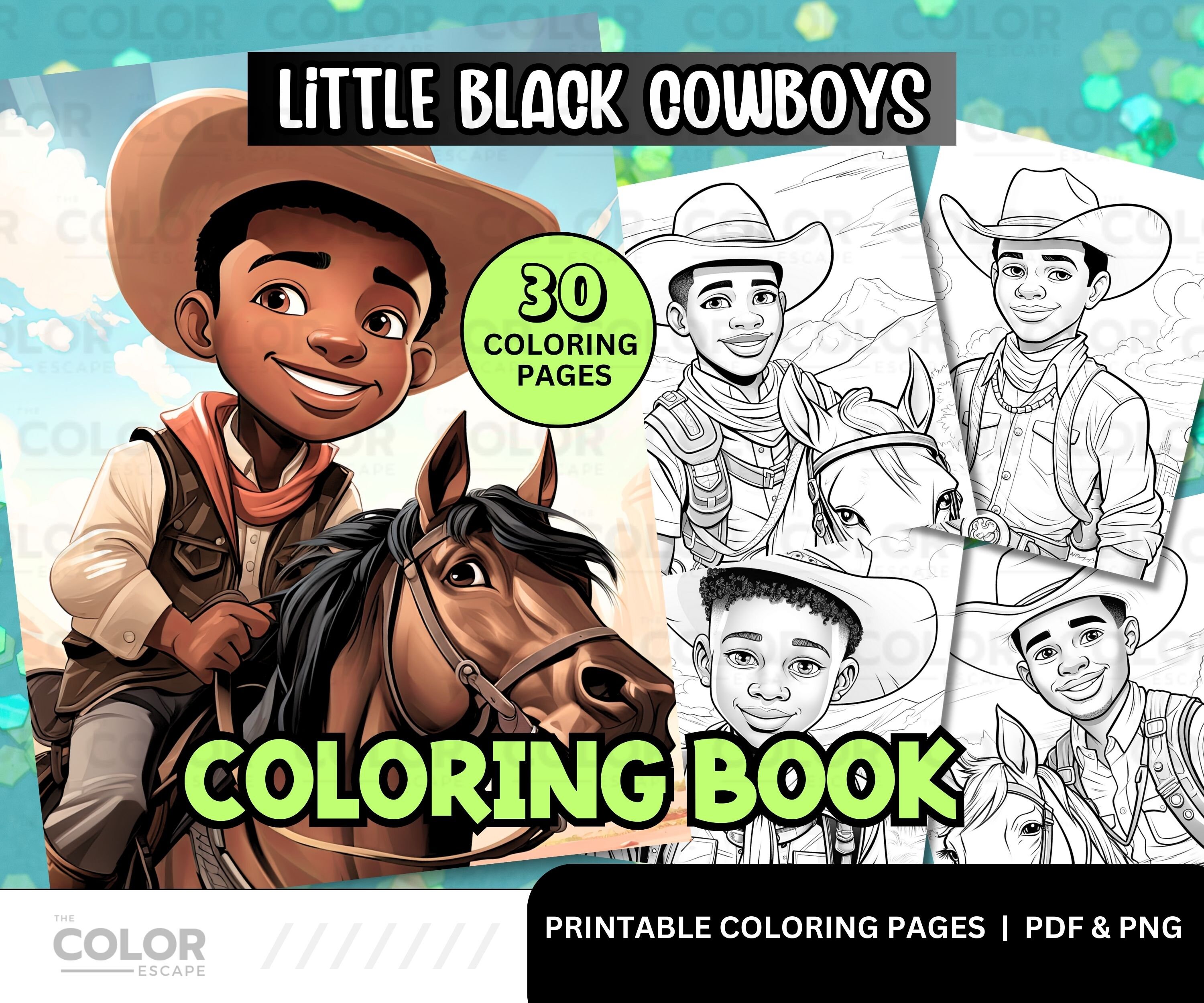 Black Cowboys Coloring Pages | African-american Boys and Horses ...