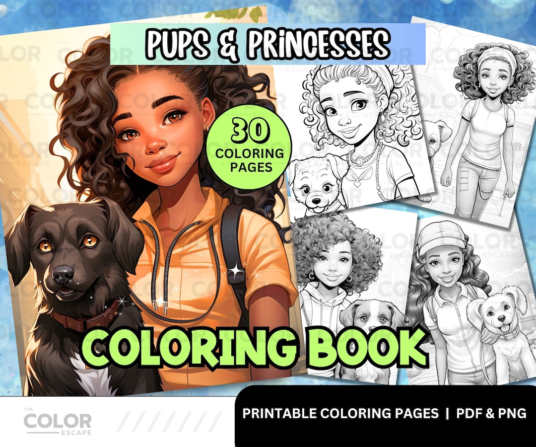 Black Girls and Dogs Coloring Pages | African-american Girls and ...