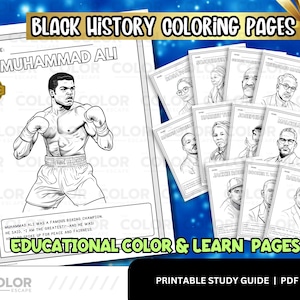Black History Digital Coloring Pages – 50 Leaders | Black History Educational Coloring Sheets | Civil Rights Coloring Homeschool Resource