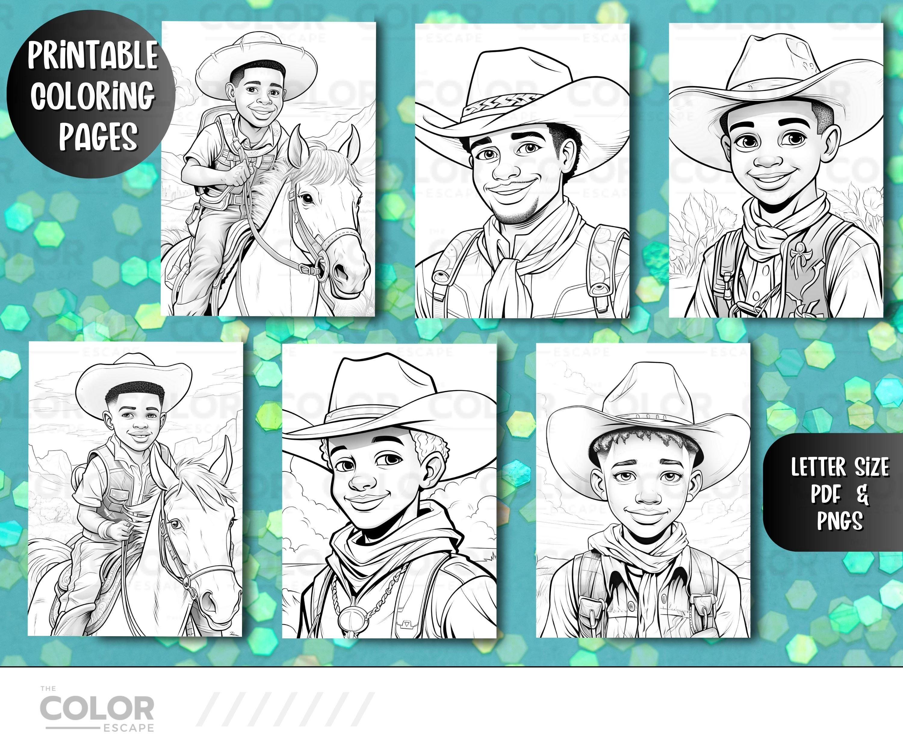 Black Cowboys Coloring Pages | African-american Boys and Horses ...