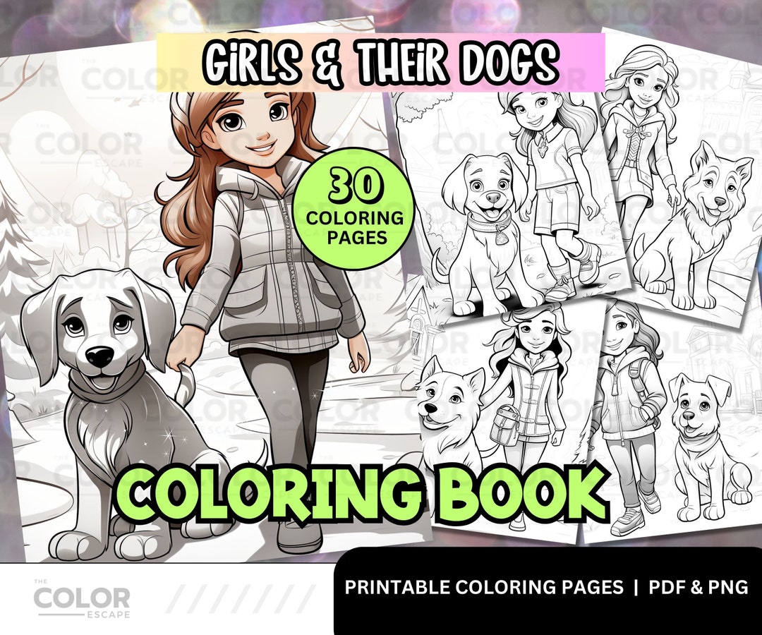 30 Cute Girls and Puppies Coloring Pages Dogs Animal Coloring Kids ...