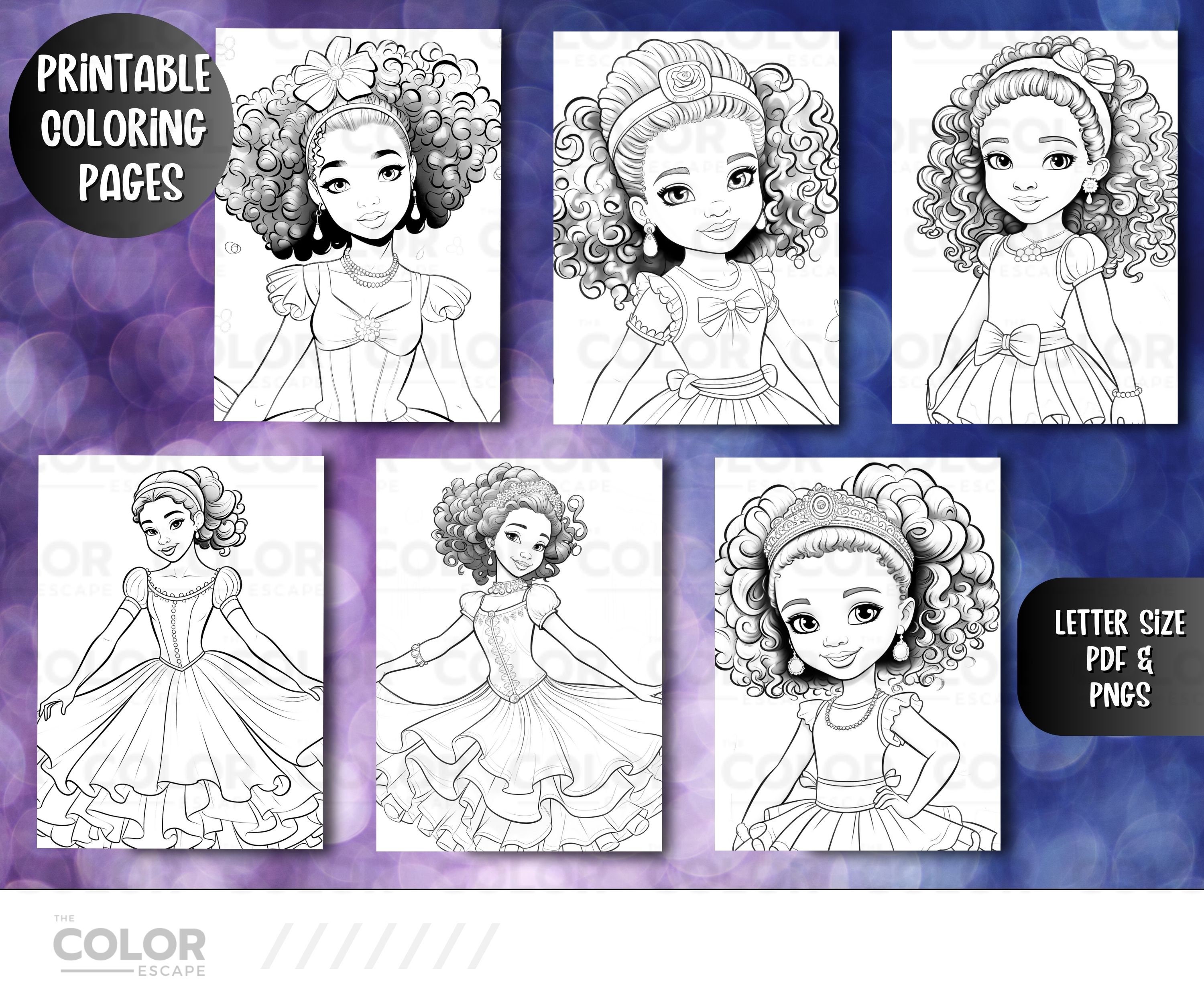 Black Ballerina Girls Coloring Pages African-american Girls Curly ...