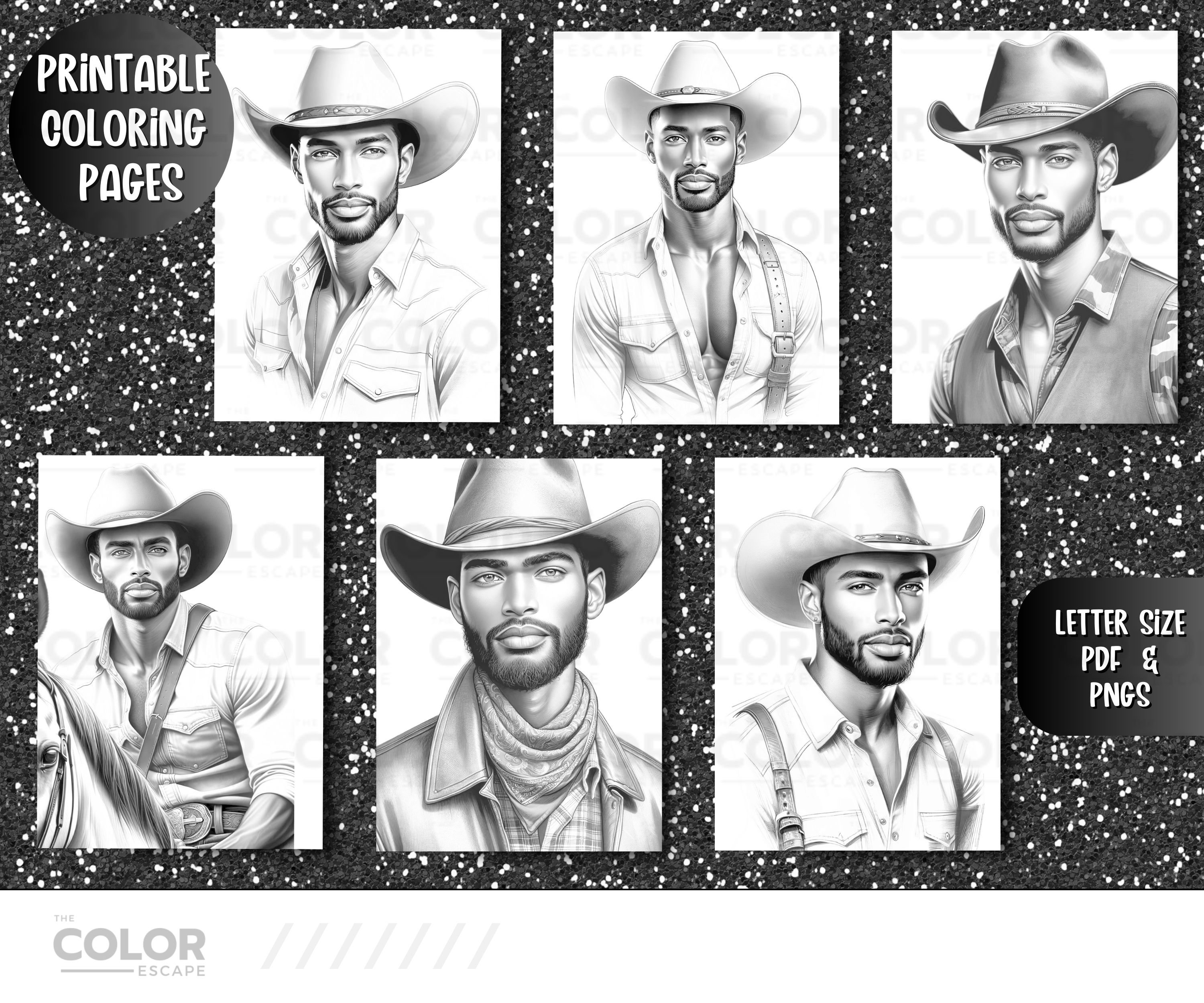 Black Cowboys Coloring Pages Handsome African American Men Printable ...