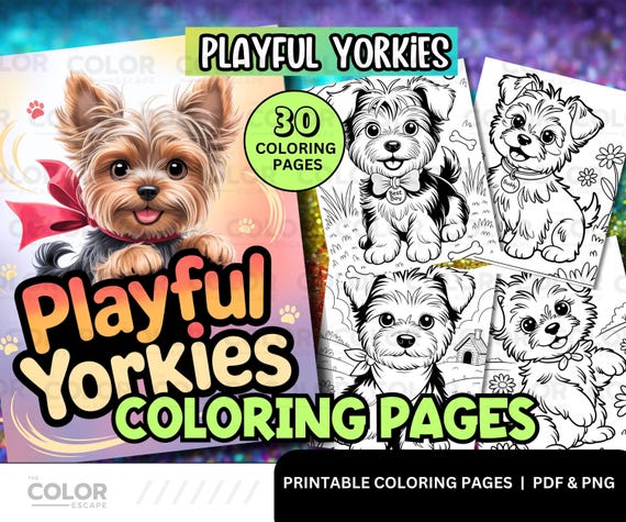 Yorkshire Terrier Coloring Pages | Cute Kawaii Yorkie Printable for Kids & Adults | Fun Printable Art for Pet Lovers | Dog Coloring Sheet