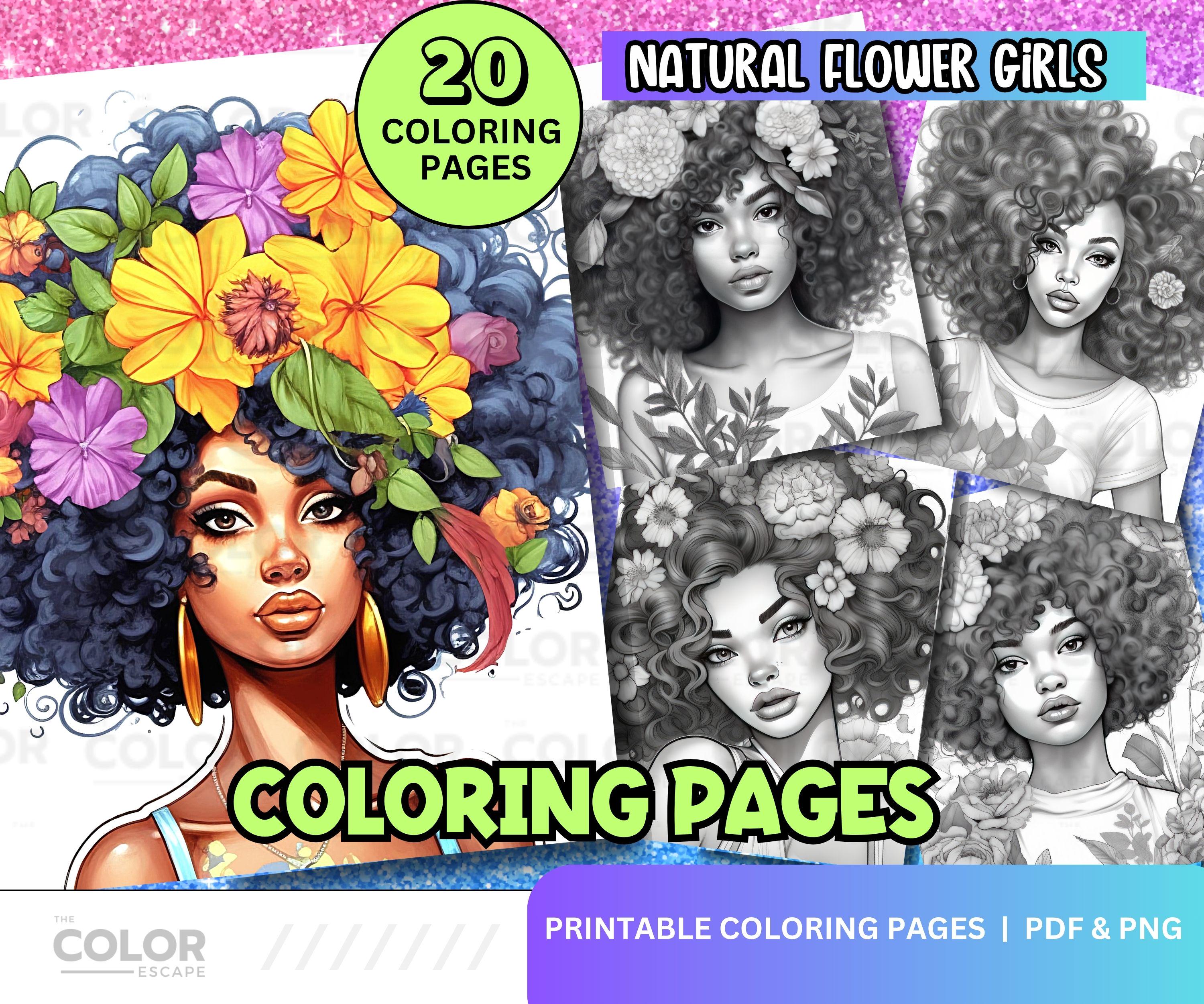 Black Girls Coloring Pages | African-american Flower Girls Botanical ...