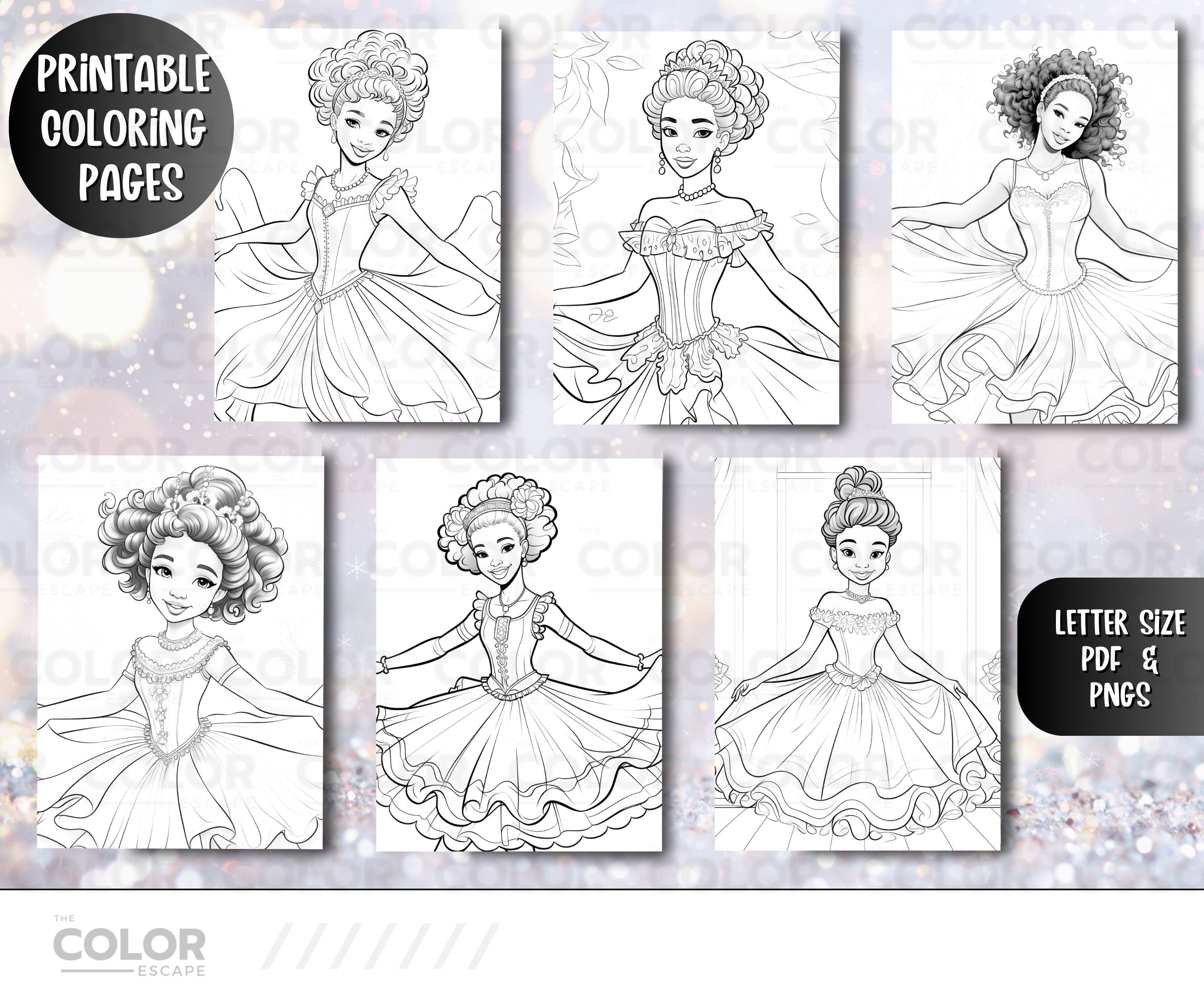 Black Ballerina Girls Coloring Pages African-american Girls Afro Curly ...