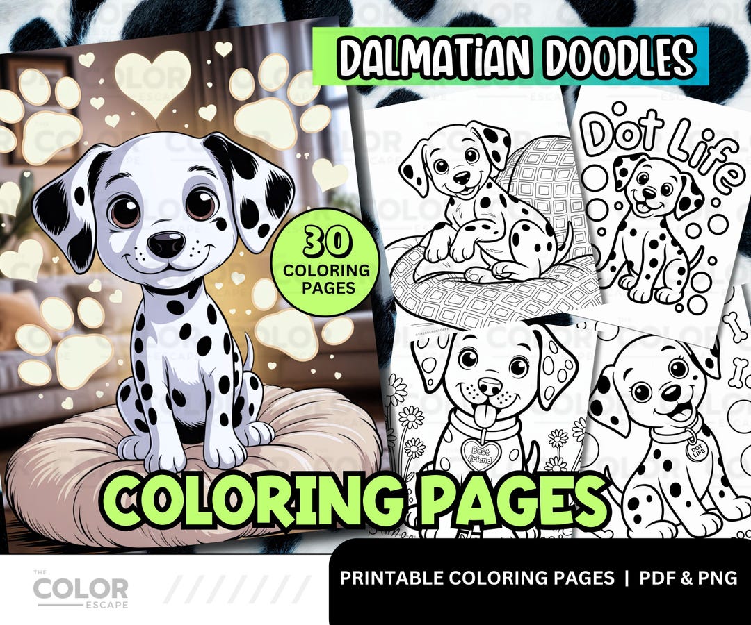 Cute Dalmatian Coloring Pages | Spotted Dog Coloring Sheet | Kawaii ...