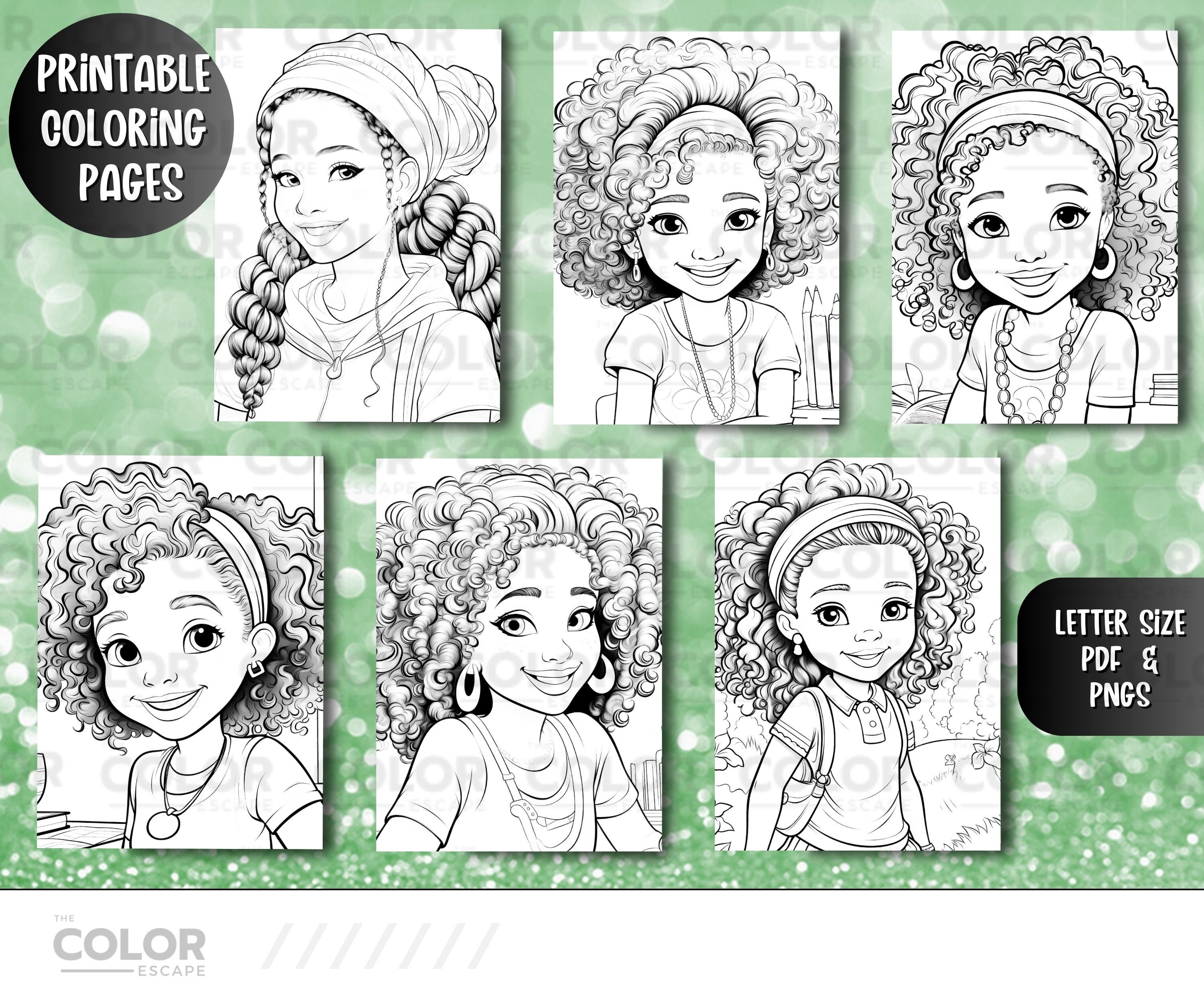 Black Girl Curls Coloring Pages | African-american Girl | Curly Afro ...