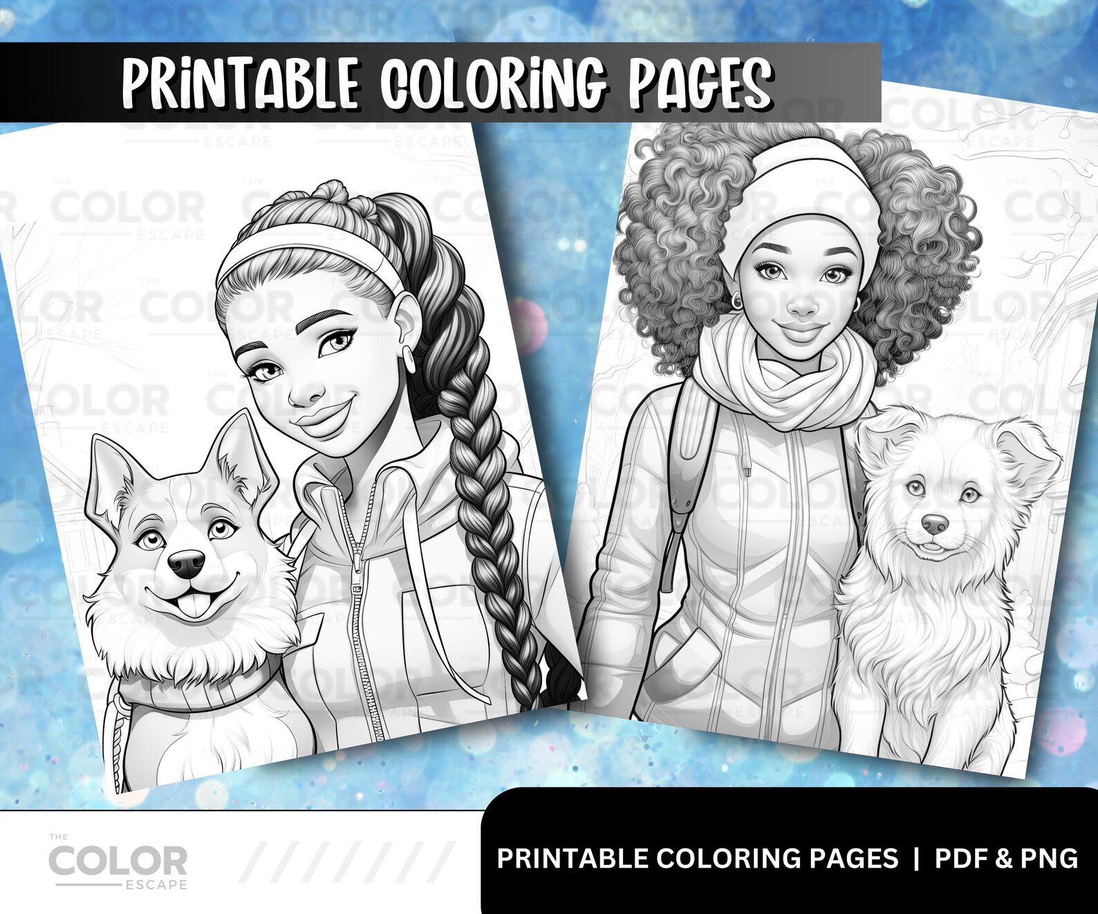 Black Girls and Dogs Coloring Pages | African-american Girls and ...