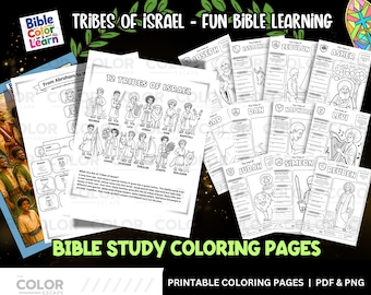 12 Tribes of Israel Coloring Pages for Kids | Bible Color and Learn Printable Activities | Christian Homeschool Printable | Kids Bible Study
