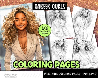 Black Career Women Coloring Pages | African-American Professional Working Girls  Printable Coloring Pages Download | Grayscale Illustrations