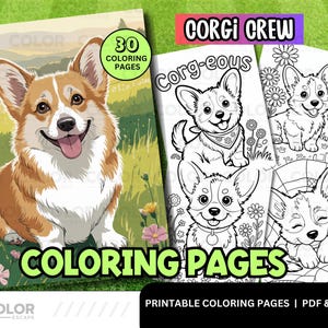 Cute Corgi Printable Coloring Pages | Cute Dog Printables for Kids | Adorable Kawaii Corgi Coloring Sheet | Digital Puppy Art Activity