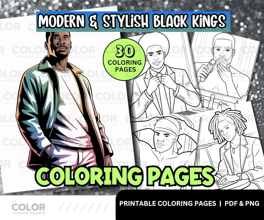 Black Men Printable Coloring Pages | Afrocentric Coloring Sheets | Self ...