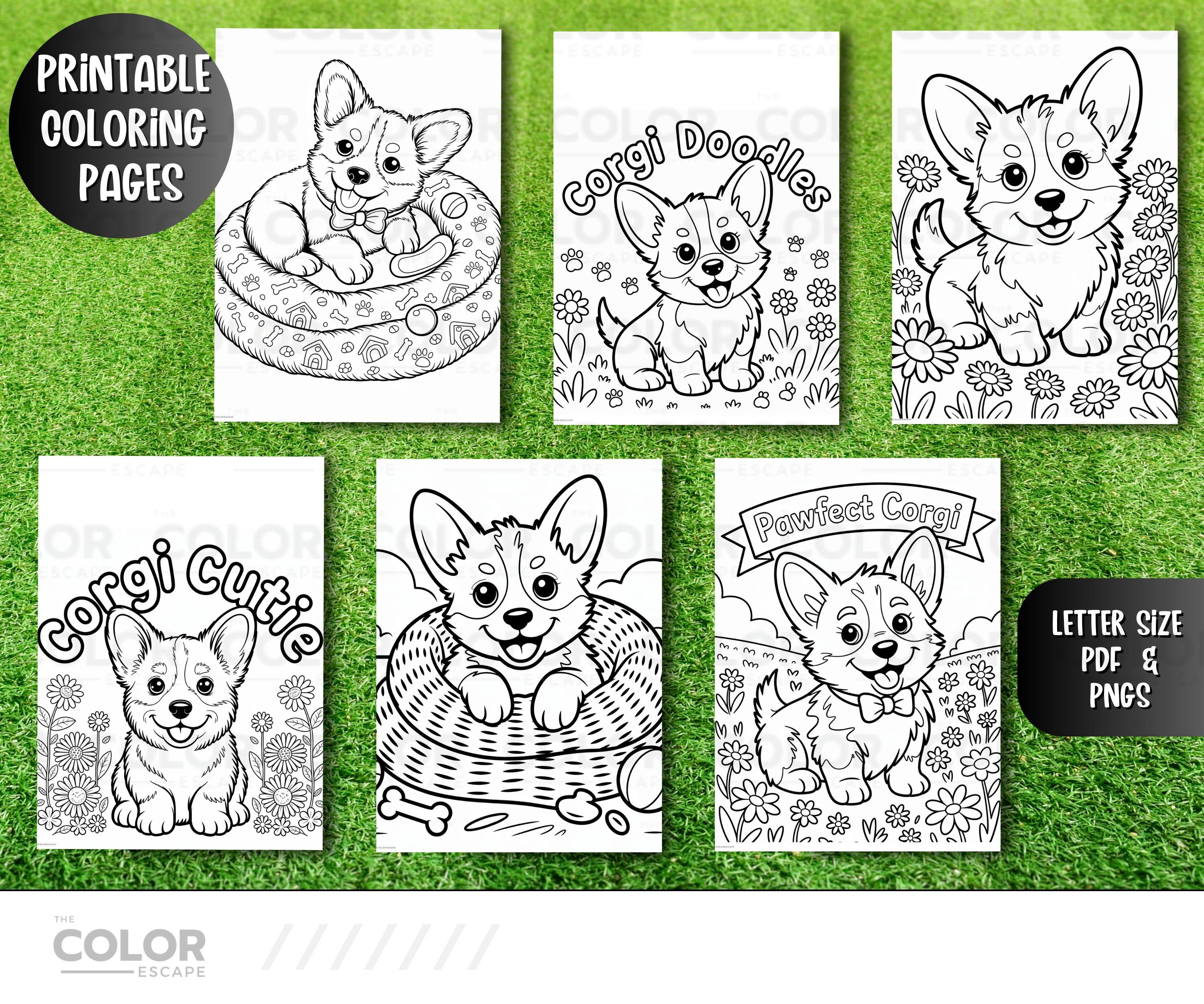 Cute Corgi Printable Coloring Pages | Cute Dog Printables for Kids ...