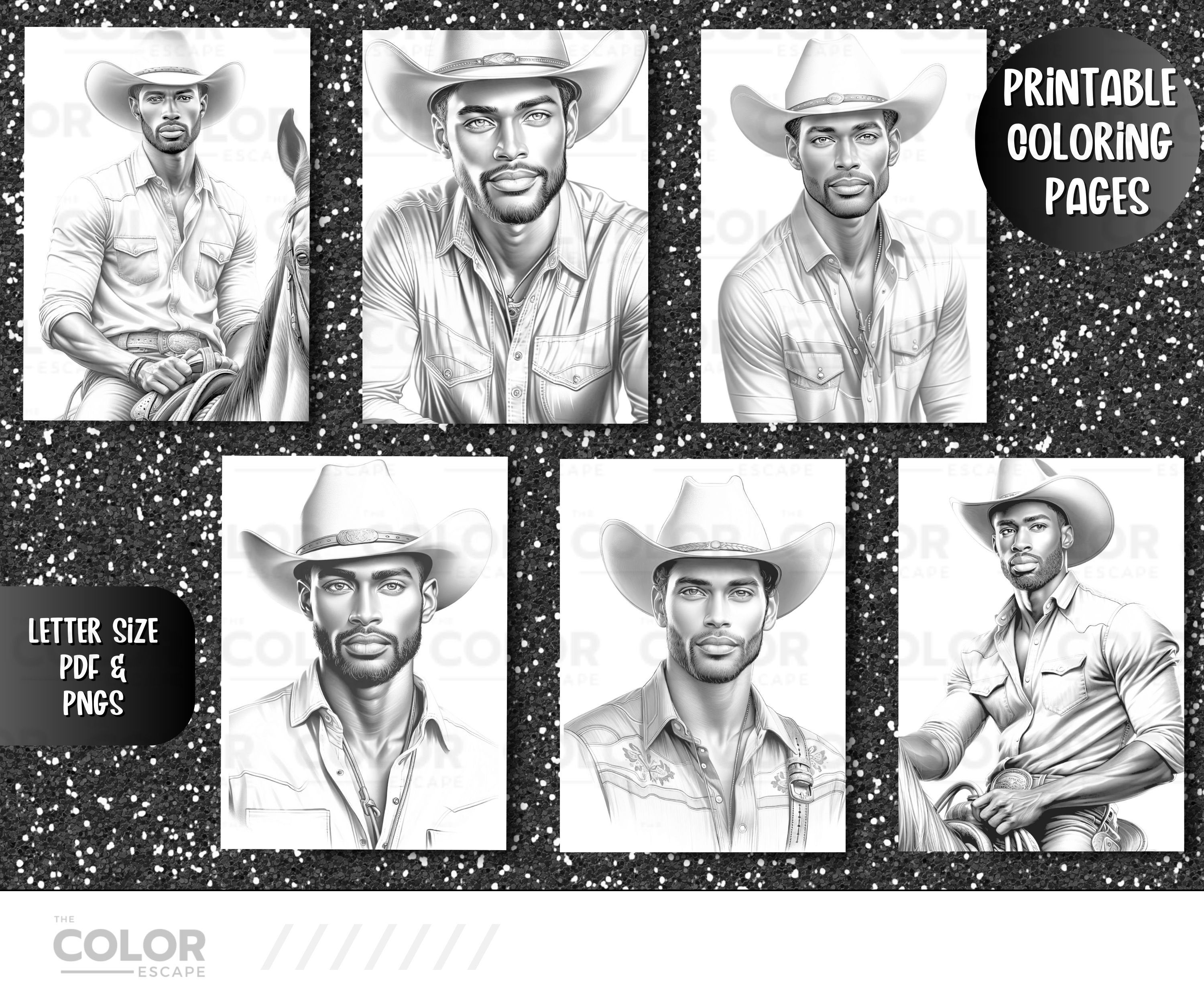 Black Cowboys Coloring Pages Handsome African American Men Coloring ...